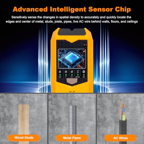 Stud Finder Wall Scanner, 5 in 1 Stud Detector with Smart Microprocessor Chip and HD LCD Display, Beam Finders for Center and Edge of Wood, AC Wire, Joist, Metal and Pipe, Tool Gifts for Men
