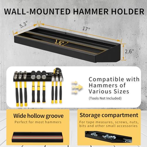 Wall Mount Hand Tool Organizer, Screwdriver Organizer, Pliers Holder, Hammer Rack, 2 Pcs Set Heavy Duty Utility Storage Rack for Garage, Workshop (Black) - color: BLACK