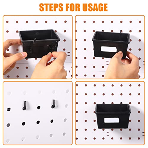 Yookeer 20 Pcs Pegboard Bins and Cups Accessories with Hooks, Black - color: Black