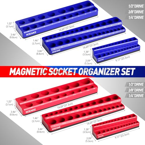 4-Pack 1/4",3/8" Magnetic Socket Organizer Metric SAE - size: 3/8",1/4"SAE&METRIC/4PCS