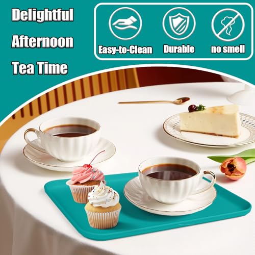 Plastic Serving Trays, 12 Pack Cafeteria Trays Plastic Fast Food Tray for DIY Projects, Painting, Beads, Organizing Supply, 9.4 X 6.7 X 0.6 Inches (Turquoise) - color: Turquoise