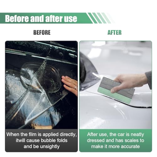 Vinyl Wrap Squeegee, Universal Car Wrapping Scraper with Ruler & Suede Felt Edge, Car Window Tint Film Installation Tool for Wallpaper Smoothing, Sign-Making Graphics Application (6 Inch) - size: 6 Inch