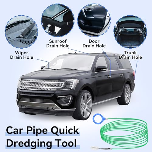 Auto Sunroof Cleaning Tool, 120 Inch Long Flexible Tube Brush, 2 Pcs 7 inch Pipe Cleaner for Car Sunroof, Windshield Wiper Drain Hole