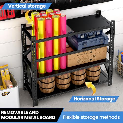 Heavy Duty Metal Shelving Units, Garage Shelves & Storage System - size: 67"W x 24"D x 63"H