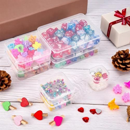 SATINIOR 24 Packs Small Clear Plastic Beads Storage Containers Box with Hinged Lid for Storage of Small Items, Crafts, Jewelry, Hardware(4.5 x 3.3 x 1.2 in) - size: 4.4 x 3.3 x1.2 in