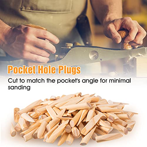 Marsui 150 Pcs Solid Wood Pocket Hole Plugs for Screw Holes 3/8 Inch Wood Dowels Pine Hardwood Plugs Filler for Pocket Hole Jig Woodworking Tool Accessories