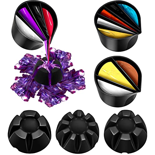 Baderke 6 Pieces Pour Painting Supplies Split Cups for Paint Pouring Acrylic Silicone Resin Flower Acrylic Leaky Fluid Mixing Cups 3/4/5 Channels Dividers Art Accessories Crafts DIY Drawing Tools