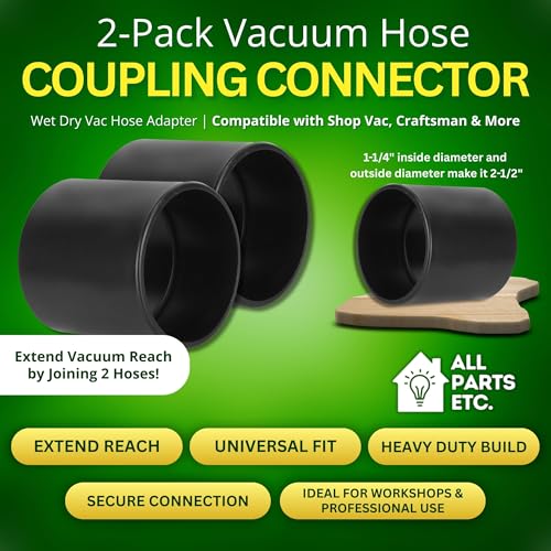2-Pack 2.5" Vacuum Hose Coupling Connector – Wet Dry Vac Hose Adapter Compatible with Shop Vac, Craftsman & More– Extend Vacuum Reach by Joining 2 Hoses - size: Hose Coupling