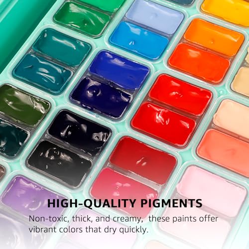 HIMI Gouache Paint Set, 48 Colors x 0.4 oz, Twin Jelly Cup, 3 Brushes - color: 48 colors