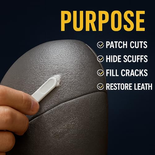 Leather Filler for Filling or Repairing Holes, Tears, Cracks, Scratches, for Leather Car Seats, Furniture, Shoes- Flexible with Applicator (100mL)