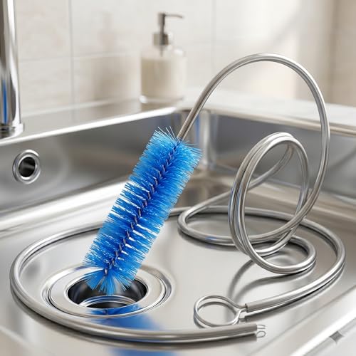 Flexible Drain Clog Remover Brush Double Head Extended Reach Cleaning Tool for Bathroom Kitchen and Sink Drains Blue - color: Blue, size: Large