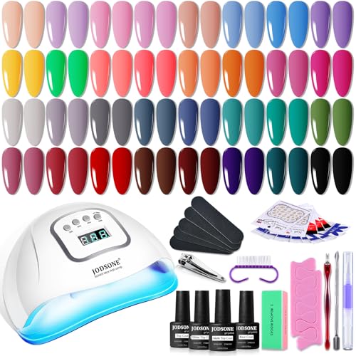 JODSONE Gel Nail Polish Kit with U V Light 32 Color Soak Off Base&Top Glitter Coat Gel Polish for DIY Manicure Lovers - color: KIT-07