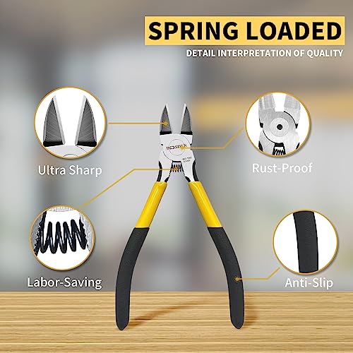 BOOSDEN Wire Cutter 6.5 inch Cutting Pliers Diagonal Cutter Snipper 2 Pack - size: 6.5"- 2 Pack