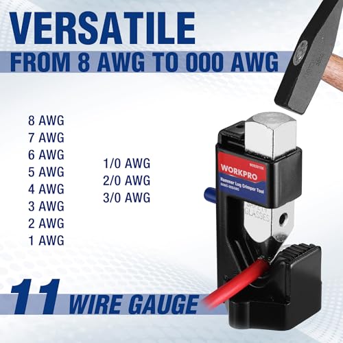 WORKPRO Hammer Lug Crimper Tool for 8 to 3/0 AWG Battery & Welding Cables