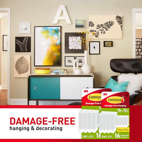 Command Medium and Large Picture Hanging Strips, Damage Free Hanging Picture Hangers, No Tools Wall Hanging Strips for Living Spaces, White, 16 Medium Pairs and 16 Large Pairs (64 Total) - size: 16 Large Pairs, 16 Medium Pairs