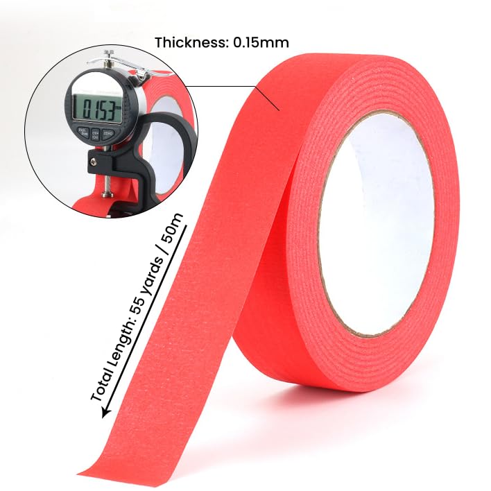 2 Pack Red Painters Tape 1 inch Wide Red Masking Tape Paint Tape Paper Tape 1 inch x 55 Yards x 2 Rolls (110 Yards in Total) - color: Red, size: 1 Inch (2-Pack)