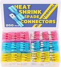 haisstronica 260PCS Heat Shrink Spade Connectors, 22-10 AWG, Male/Female - size: AWG 22-10, style: Male&Female Kit 260PCS