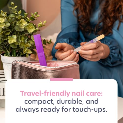 Bona Fide Beauty Czech Glass Nail File with Protective Case (Gold Violet) | Genuine Bohemian Czech glass nail file for natural nails, reusable etched fine grit nail filer, easy to wash, sustainable - color: Gold/Violet