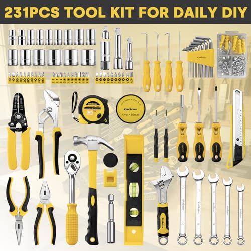 Enventor Tool Set with Molded Storage Case, 231 Pieces - size: Large tool set-231PCS