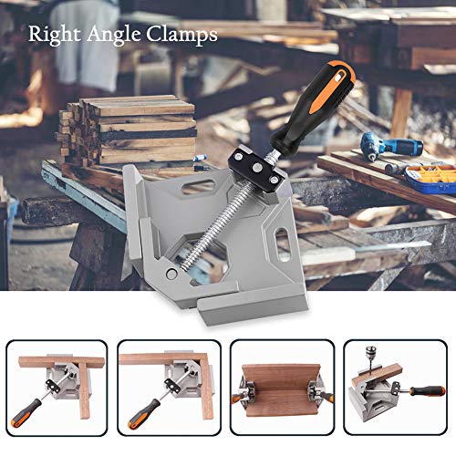 2 Pack Right Angle Clamp - 90 Degree Clamps for Woodworking, Single Handle Aluminum Alloy Corner Clamp with Adjustable Swing Jaw for Welding, Wood-Working, Drilling, Crafting Project - style: 2-Pack