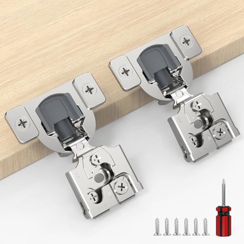 Furniware 20 Pack 10 Pairs 3/4 inch Overlay Soft Close Hinges for Face Frame Kitchen Cabinet Hinges Satin Nickel - 3 Way Adjustability Concealed Soft Close Hinges Damper Self Closing - size: 3/4 inch Overlay