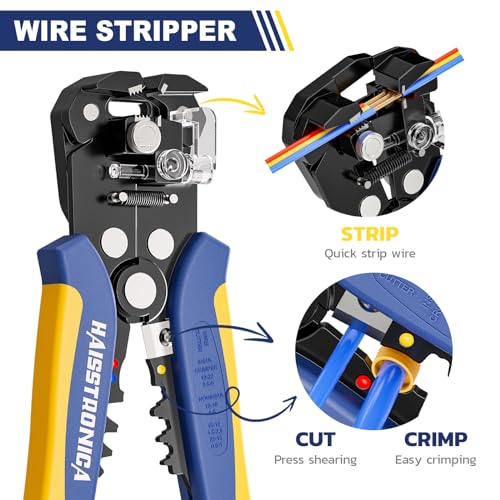haisstronica Quick Change Crimping Tool Kit, 6 Dies, Wire Stripper
