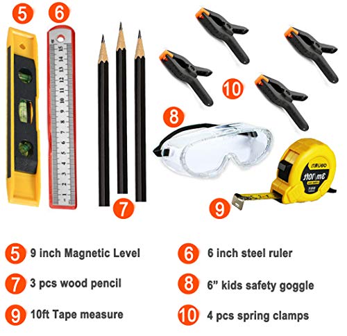 Kids Real Tool Set 25Pcs for Young Builders,Children Size Real Hand Tools Hammer,Kids Educational Tool Belt Waist Junior Boys Teens Beginner Starter Learning DIY Woodworking Construction Repair Set - size: 25 PCS
