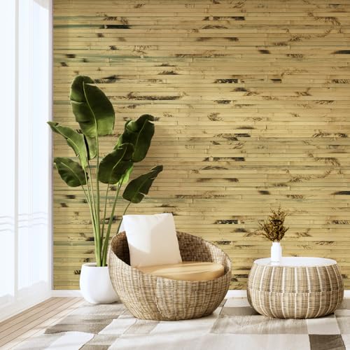 Art3d 48 x 96 in Pole Wrap Natural Bamboo Wall Panel, 1-Pack, Light Burned - color: Light Burned, size: 1-48 inches x 96 inches