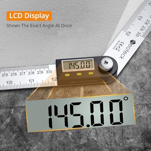 Neoteck 12 inch/30cm Stainless Steel Digital Angle Finder Protractor Ruler - size: 12 inch