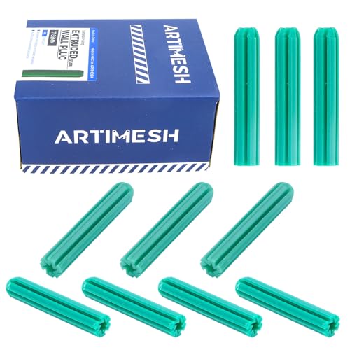 120 Pcs 7mm (1/4") x 38mm Plastic Expansion Anchors, Heavy Duty Green PE Wall Plugs for Concrete, Brick, Drywall & Hollow Walls - size: 7.38