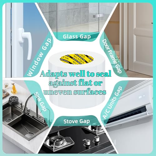 Window Weather Stripping Door Seal Tape1Pack x 2Inch x 66FT - color: White, size: 1Pack x 2Inch x 66FT