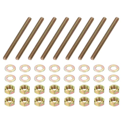 PATIKIL 1/4" x 2-3/4" Color Zinc Fully All Thread Rod, 8 Pcs Carbon Steel Long Threaded Screw Stud Bolts for Furniture Garden Mounting Assembly Fastening - size: 1/4" x 2-3/4"