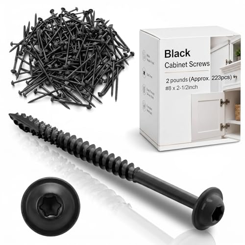 Frienda 2 Pound White Cabinet Screws Bulk #8x2-1/2'' Approx. 223 Pcs - color: Black, size: #8x2-1/2 Inch