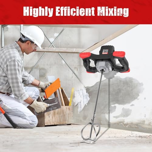IMAYCC Cement Mixer 2100W, Portable Concrete Mixer, 110V Handheld Mud Mixer for Motar,Paint, Grout, Plaster, Thinset,Fodder Stirring Tool - color: Black