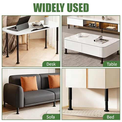 Furniture Legs Metal Adjustable 4 Pcs 7.08-13.4 inch, Adjustable Cabinet Legs for Sofa/Bed/Chair/Dresser/Table, Bed Center Slat Support Legs, Black - size: 7.08-13.4" (4pcs)