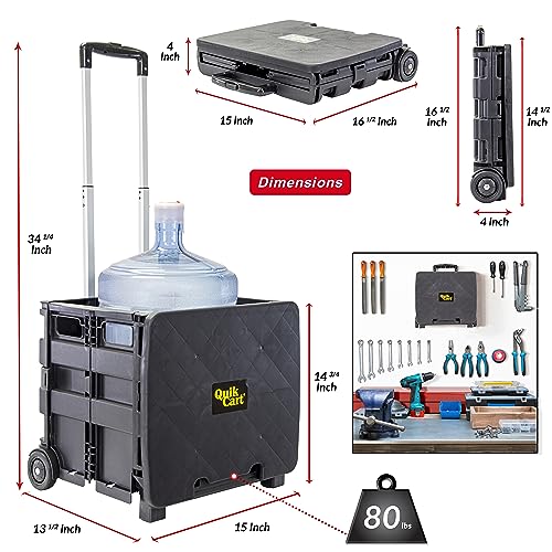dbest Products Quik Cart Sport Collapsible Rolling Crate on Wheels - Black - color: Black, style: Sport