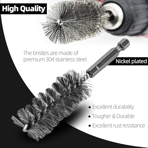 5Pcs 11/16" Stainless Steel Wire Bore Brush for Power Drill Cleaning - size: 17mm | 11/16"
