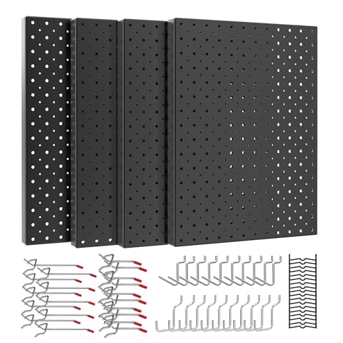 Ultrawall Metal Peg Board Panels with Hooks, Garage Pegboard Tool Organizer - size: 4pack 16"X12"