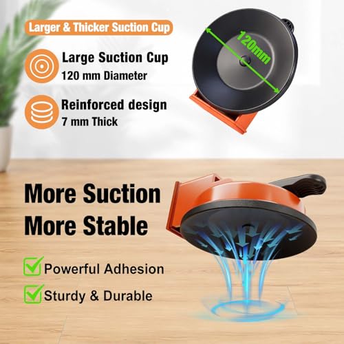 Wood Floor Gap Fixer Tool Kit, Heavy Duty Suction Cup Floor Tightener with 5 Reusable Sticky Pads & Rubber Mallet, Floor Seam Puller for Hardwood Laminate/Vinyl Installation & Repair