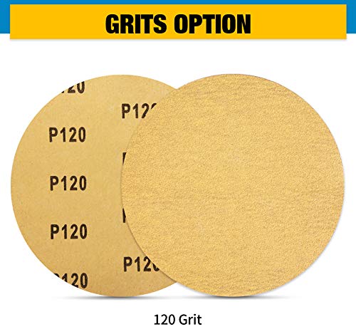 S SATC 100 PCS PSA Sanding Discs 6 Inch Adhesive Backed Sandpaper 120 Grit Sander Attachment for Drill Self Stick Aluminum Oxide Round Automotive Sandpaper with Sticky Back - style: 120 Grit