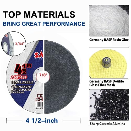 SALI 200 Pack Cut Off Wheel 4 1/2 Inch Cutting Wheels 4-1/2" x 3/64" x 7/8" for Metal & Stainless Steel, Angle Grinder Cutting Wheel,Cutting Discs with Aggressive Cutting
