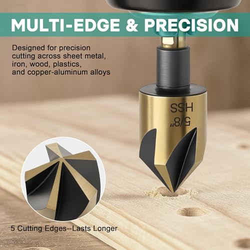 5 Pack Step Drill Bit & 5 Pack Countersink Drill Bit Set - style: 11PC