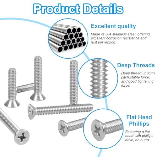 Machine Screws, #6-32#8-32 Phillips Flat Head Electricians Screw - style: Flat Head