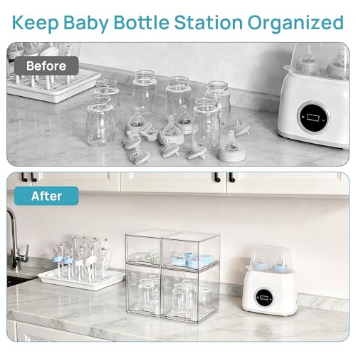 Vtopmart Clear Stackable Storage Drawers Set of 4, Baby Bottle Organizer - style: 2 Small+2 High