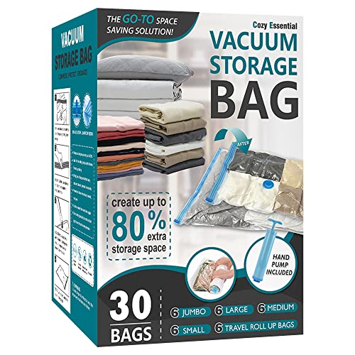 Vacuum Storage Bags with Hand Pump, Vacuum Seal Space Saver Bags,30 Combo - size: Combo