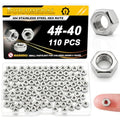 110Pcs 4-40 UNC Hex Nuts 304 Stainless Steel A2-70 Small - size: SAE 4#-40;110pcs