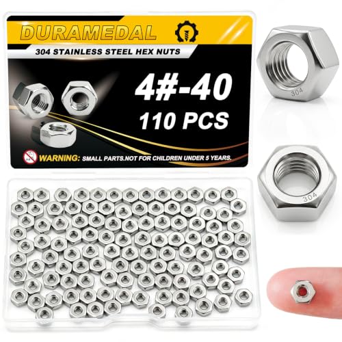 110Pcs 4-40 UNC Hex Nuts 304 Stainless Steel A2-70 Small - size: SAE 4#-40;110pcs