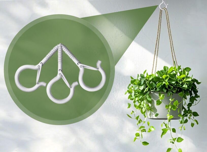 PlusRoc 20 Pack Screw Hooks for Hanging Plants Outdoor Lights(White) - color: White