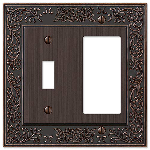 Amerelle 43TRVB English Garden Wallplate, 1 Toggle / 1 Rocker, Cast Metal, Aged Bronze, 1-Pack - color: Aged Bronze, size: 1 Toggle / 1 Rocker