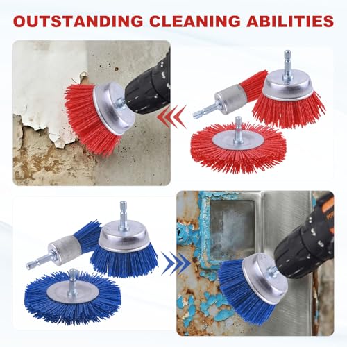 Rocaris 9 Pack Nylon Filament Abrasive Wire Brush Wheel & Cup Brush Set